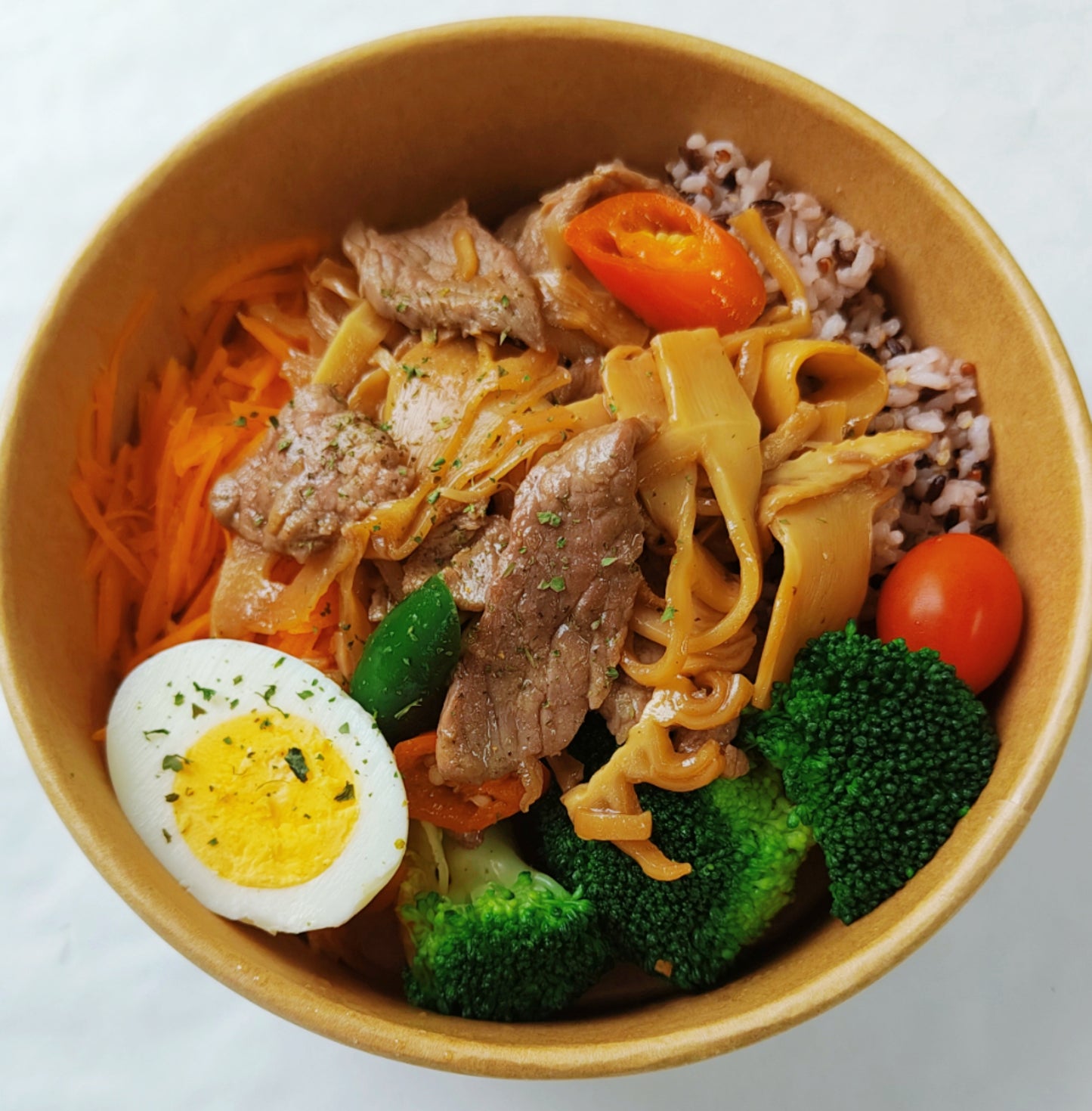 【周二B餐】鲜笋嫩牛肉能量碗  (紫米藜麦饭)